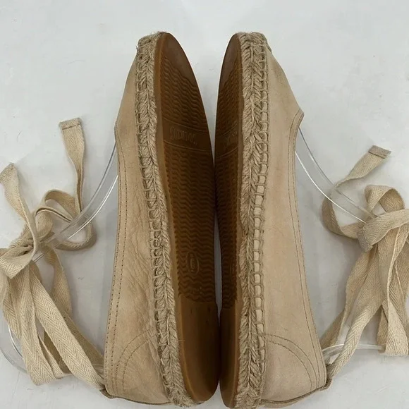 Soludos Leather Lace Up Espadrille Ballet Flats in Tan - Size 6 - Picture 5 of 11